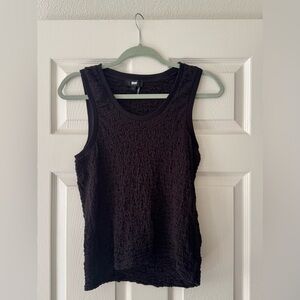 DKNY Black Crinkle Tank Top
